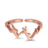 Mountains Toe Ring Plain Adjustable Band 925 Sterling Silver (6mm)