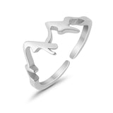Mountains Toe Ring Plain Adjustable Band 925 Sterling Silver (6mm)