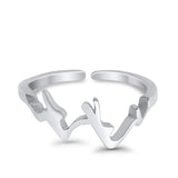 Mountains Toe Ring Plain Adjustable Band 925 Sterling Silver (6mm)