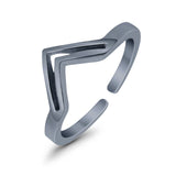 Adjustable V-Shaped Toe Ring Band 925 Sterling Silver (5mm)