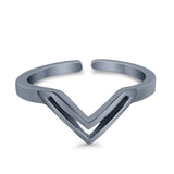 Adjustable V-Shaped Toe Ring Band 925 Sterling Silver (5mm)
