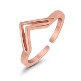 Adjustable V-Shaped Toe Ring Band 925 Sterling Silver (5mm)