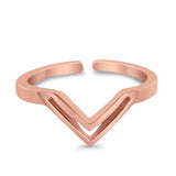 Adjustable V-Shaped Toe Ring Band 925 Sterling Silver (5mm)
