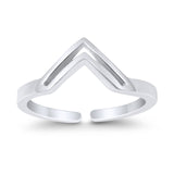 Adjustable V-Shaped Toe Ring Band 925 Sterling Silver (5mm)