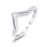 Adjustable V-Shaped Toe Ring Band 925 Sterling Silver (5mm)
