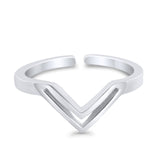 Adjustable V-Shaped Toe Ring Band 925 Sterling Silver (5mm)
