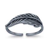 Feather Toe Ring Adjustable Band 925 Sterling Silver (5.5mm)