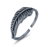 Feather Toe Ring Adjustable Band 925 Sterling Silver (5.5mm)