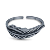 Feather Toe Ring Adjustable Band 925 Sterling Silver (5.5mm)
