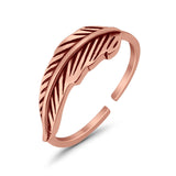 Feather Toe Ring Adjustable Band 925 Sterling Silver (5.5mm)