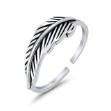 Feather Toe Ring Adjustable Band 925 Sterling Silver (5.5mm)