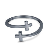 Crosses Adjustable Toe Ring 925 Sterling Silver for Women (8mm)