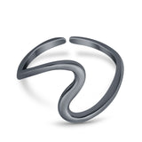 High Polish Toe Ring Band Adjustable 925 Sterling Silver Toe Finger Ring (10mm)