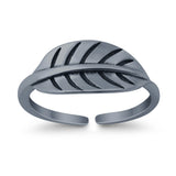 Leaf Toe Ring Adjustable Band 925 Sterling Silver (6.5mm)