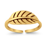 Leaf Toe Ring Adjustable Band 925 Sterling Silver (6.5mm)