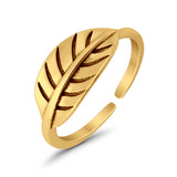 Leaf Toe Ring Adjustable Band 925 Sterling Silver (6.5mm)