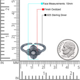 Flower Toe Ring Adjustable Oxidized Band Simulated Cubic Zirconia 925 Sterling Silver (10mm)