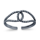 Adjustable Knot Toe Ring Band 925 Sterling Silver (6mm)