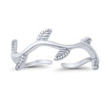Vines Adjustable Toe Ring Band 925 Sterling Silver (7mm)