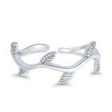 Vines Adjustable Toe Ring Band 925 Sterling Silver (7mm)