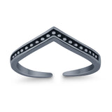 V Shape Toe Ring Adjustable Band 925 Sterling Silver (4mm)