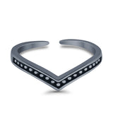 V Shape Toe Ring Adjustable Band 925 Sterling Silver (4mm)
