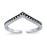 V Shape Toe Ring Adjustable Band 925 Sterling Silver (4mm)