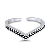 V Shape Toe Ring Adjustable Band 925 Sterling Silver (4mm)