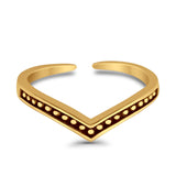 V Shape Toe Ring Adjustable Band 925 Sterling Silver (4mm)