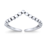 V-Shaped Adjustable Toe Ring 925 Sterling Silver (4mm)