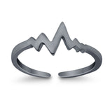 Adjustable Heartbeat Toe Ring Band 925 Sterling Silver (6mm)