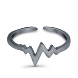 Adjustable Heartbeat Toe Ring Band 925 Sterling Silver (6mm)