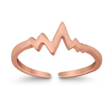 Adjustable Heartbeat Toe Ring Band 925 Sterling Silver (6mm)