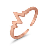 Adjustable Heartbeat Toe Ring Band 925 Sterling Silver (6mm)