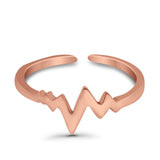 Adjustable Heartbeat Toe Ring Band 925 Sterling Silver (6mm)