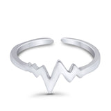 Adjustable Heartbeat Toe Ring Band 925 Sterling Silver (6mm)