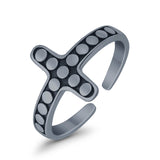 Beautiful Ring Adjustable Cross Toe Band 925 Sterling Silver (11mm)