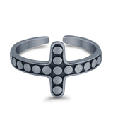 Beautiful Ring Adjustable Cross Toe Band 925 Sterling Silver (11mm)
