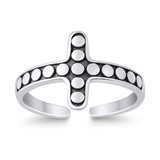 Beautiful Ring Adjustable Cross Toe Band 925 Sterling Silver (11mm)