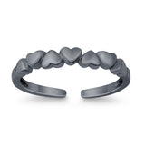 Accent Heart Promise Toe Ring Adjustable 925 Sterling Silver (3mm)