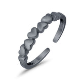 Accent Heart Promise Toe Ring Adjustable 925 Sterling Silver (3mm)