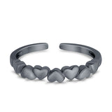 Accent Heart Promise Toe Ring Adjustable 925 Sterling Silver (3mm)