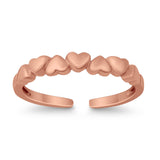 Accent Heart Promise Toe Ring Adjustable 925 Sterling Silver (3mm)