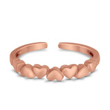 Accent Heart Promise Toe Ring Adjustable 925 Sterling Silver (3mm)