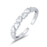 Accent Heart Promise Toe Ring Adjustable 925 Sterling Silver (3mm)