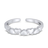 Accent Heart Promise Toe Ring Adjustable 925 Sterling Silver (3mm)