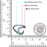 Plain Wave Curve Toe Ring Adjustable Band 925 Sterling Silver (9mm)