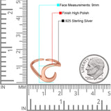 Plain Wave Curve Toe Ring Adjustable Band 925 Sterling Silver (9mm)