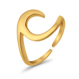 Plain Wave Curve Toe Ring Adjustable Band 925 Sterling Silver (9mm)