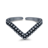 Adjustable V Shape Toe Ring Band 925 Sterling Silver for Women (6.5mm)